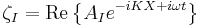 \zeta_I = \mathrm{Re} \left \{ A_I e^{-iKX+i\omega t} \right \}