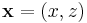  \mathbf{x} = (x,z) 