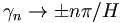 \gamma_{n}\rightarrow\pm n\pi/H