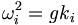 \omega_i^2 = g k_i \,\!