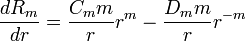 \quad \frac{dR_m}{dr} = \frac{C_m m}{r}r^m - \frac{D_m m}{r}r^{-m} 