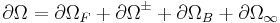 \partial\Omega=\partial\Omega_F + \partial\Omega^{\pm} + \partial\Omega_B + \partial\Omega_{\infty} 