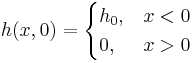 h(x,0) = \begin{cases}
 h_0, & x < 0 \\
 0, & x > 0
 \end{cases} 
