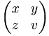 \begin{pmatrix} x & y \\ z & v
\end{pmatrix}