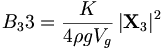  B_33 = \frac{K}{4\rho g V_g} \left| \mathbf{X}_3 \right|^2 \,