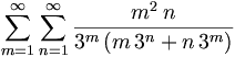 \sum_{m=1}^\infty\sum_{n=1}^\infty\frac{m^2\,n}{3^m\left(m\,3^n+n\,3^m\right)}