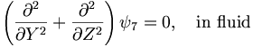 \left( \frac{\partial^2}{\partial Y^2} + \frac{\partial^2}{\partial Z^2} \right) \psi_7 = 0, \quad \mbox{in fluid} \, 