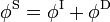 \phi^{\mathrm{S}}
 = \phi^{\mathrm{I}}+\phi^{\mathrm{D}}\,
