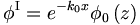 
\phi^{\mathrm{I}}  =e^{-k_{0}x}\phi_{0}\left(
z\right) 
