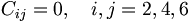  C_{ij} = 0, \quad i,j = 2, 4, 6 \, 