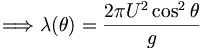 \Longrightarrow \lambda(\theta) = \frac{2\pi U^2 \cos^2 \theta}{g} \,