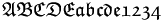 \mathfrak{ABCDE abcde 1234}