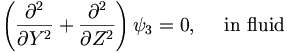  \left( \frac{\partial^2}{\partial Y^2} + \frac{\partial^2}{\partial Z^2} \right) \psi_3 = 0, \quad \ \mbox{in fluid} 