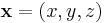 \mathbf{x}=(x,y,z)