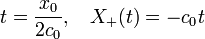 t = \frac{x_0}{2c_0},\;\;\ X_{+} (t) = -c_0 t