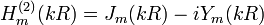  H_m^{(2)} ( k R ) = J_m ( k R ) - i Y_m ( k R ) \,