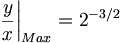  \left. \frac{y}{x} \right|_{Max} = 2^{-3/2} \,