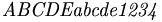 \mathit{ABCDE abcde 1234}\,\!