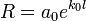 R = a_0 e^{k_0 l}