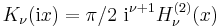 K_\nu (\mathrm{i} x) = \pi / 2\,\,
\mathrm{i}^{\nu+1} H_\nu^{(2)}(x)