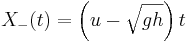 
X_-(t) = \left(u - \sqrt{gh}\right)t
