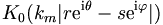 K_0(k_m|r\mathrm{e}^{\mathrm{i}\theta}-s\mathrm{e}^{\mathrm{i}\varphi}|)